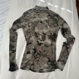Sheer camo print long sleeve